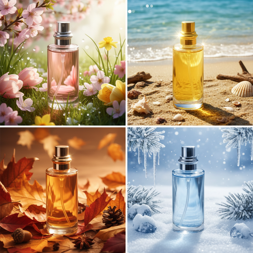 Seasonal cologne samples with different colors